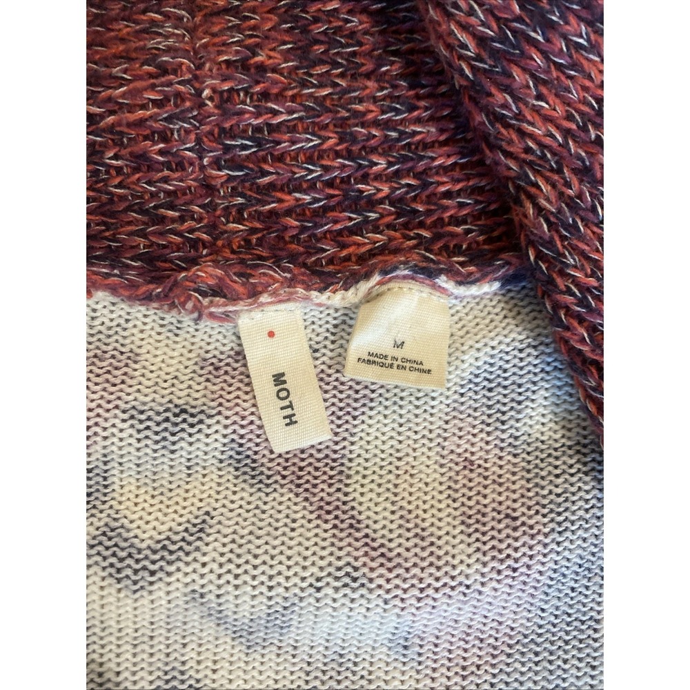 Moth Anthropologie Size Medium Duster Cardigan Sweater Open Long Blue‎ Floral - Picture 10 of 11